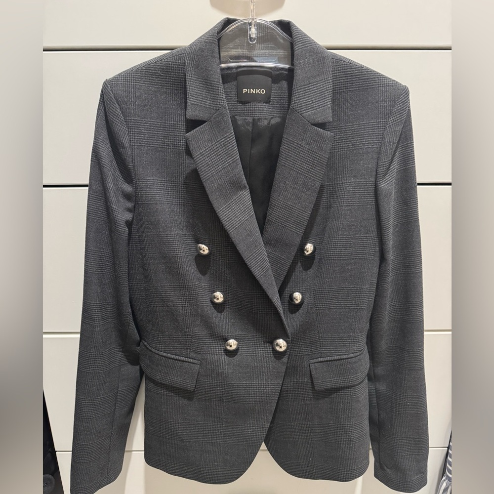 Pinko Double-Breasted Charcoal Blazer